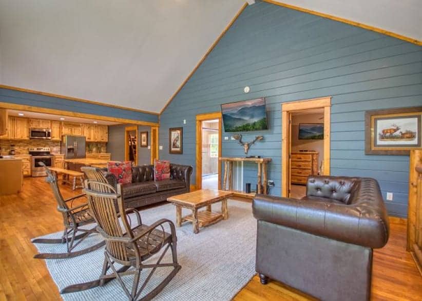 living room inside a Smoky Mountain cabin