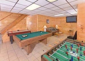 Love and Laughs game room 7 bedroom cabins in Pigeon Forge TN