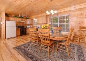 Love and Laughs dining area 7 bedroom cabins in Pigeon Forge TN