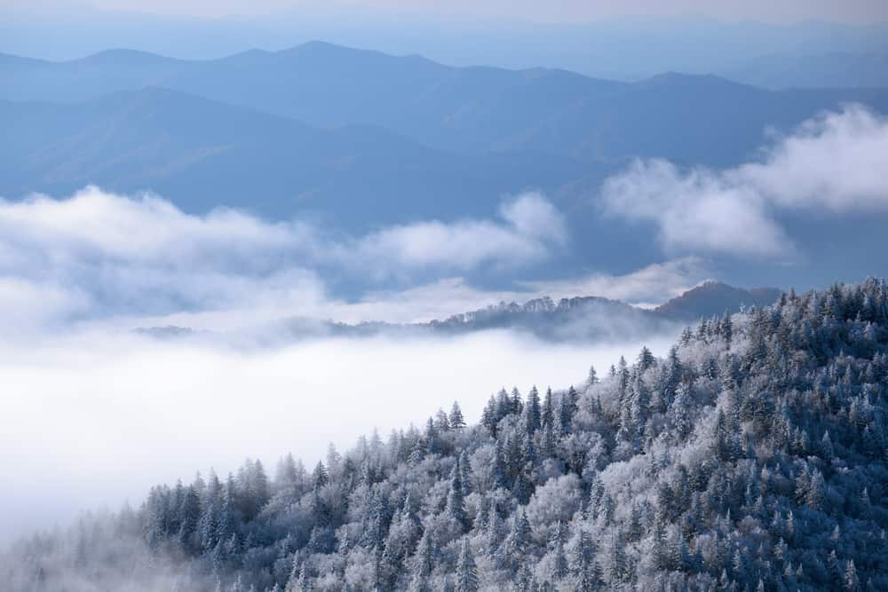 Snow covered Smoky Mountains with 