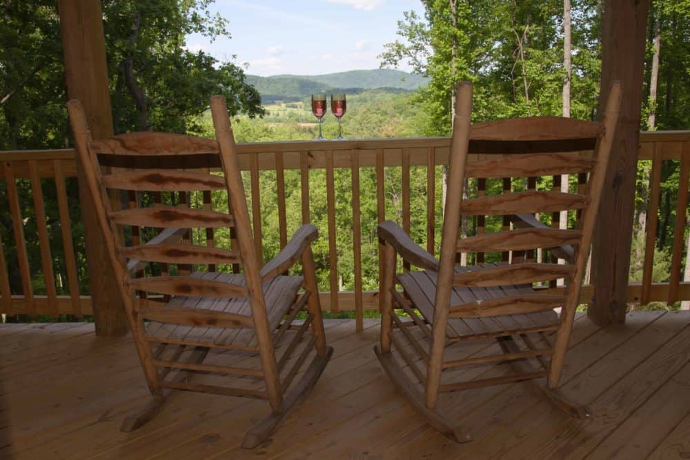 rocking chair on a cabin deck