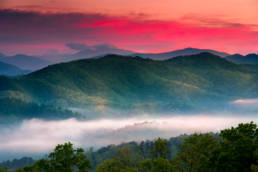 Beautiful sunrise in the mountains near Pigeon Forge TN.