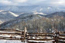 Snow covered mountains in Gatlinburg TN.
