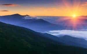 Sunset view of the Great Smoky Mountains