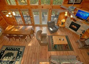 The living room in the Bear Splash cabin in Gatlinburg.