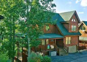 The exterior of the Absolutely Wonderful cabin in the Smoky Mountains.