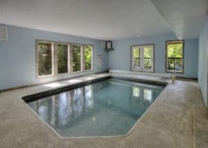 The indoor pool at the Majestic Waters cabin in Gatlinburg.