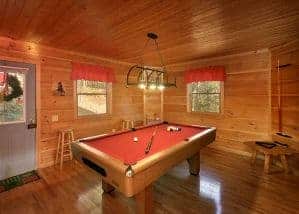 pool table in Gatlinburg cabin